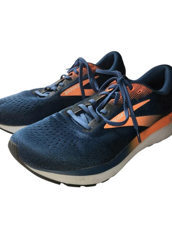 Brooks Ghost 16 Athletic Running Shoes Men\'s Size 12 D Medium Blue Orange White